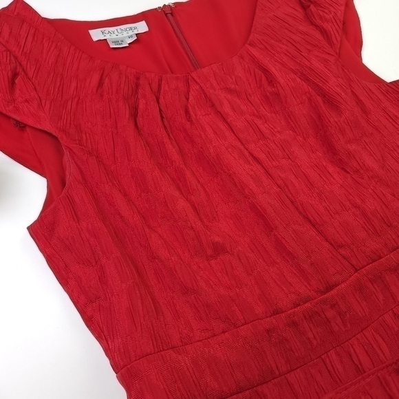 Kay Unger Red Belted Dress Sz 10 - Picture 10 of 12